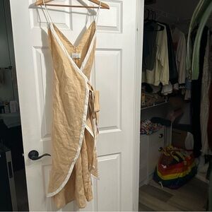 AZULU Linen Wrap Dress Med Revolve BHLDN